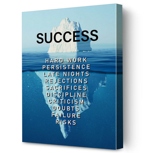 Inspirational Success Quote Framed Canvas Office Wall Art, Success Hard Work Print Paintings Poster "12 x 15" Wall Decor for Home Office Gift