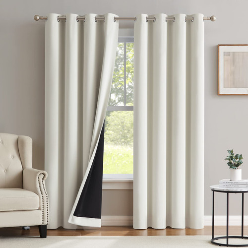 Melodieux Beige 100% Blackout Curtains for Living Room - Thermal Insulated Bedroom Grommet Drapes Full Room Darkening, 52 by 84 Inch(2 Panels) Melodieux Beige 100% Blackout Curtains for Living Room - Thermal Insulated Bedroom Grommet Drapes Full Room Darkening, 52 by 84 Inch(2 Panels)