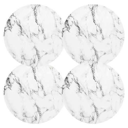 White Marble Placemats Set of 4 Washable Round Placemats for Dining Table Place Mats Table Mats for Kitchen Heat Resistant Placemats for Kitchen Indoor Outdoor Home Decorations Dining Room