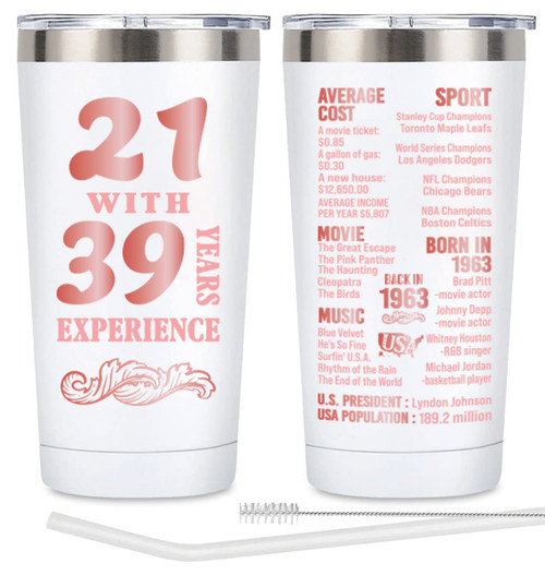 Henghere 60th Birthday Gifts for Women, 60th Birthday Gift for Friend, Mom, Grandma?Sister, Wife, Aunt, Coworker, Happy 60 Year Old Birthday Decorations Women | Thermos Cup - White Henghere 60th Birthday Gifts for Women, 60th Birthday Gift for Friend, Mom, Grandma?Sister, Wife, Aunt, Coworker, Happy 60 Year Old Birthday Decorations Women | Thermos Cup - White
