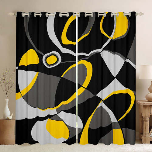 Yellow Grey Black Geometry Blackout Curtains Geometric Circle Curtains for Bedroom Living Room Geometry Swirl Darkening Dreapes for Kids Modern Abstract Art Window Treatments (2 Panels, 42 x 63 Inch) Yellow Grey Black Geometry Blackout Curtains Geometric Circle Curtains for Bedroom Living Room Geometry Swirl Darkening Dreapes for Kids Modern Abstract Art Window Treatments (2 Panels, 42 x 63 Inch)