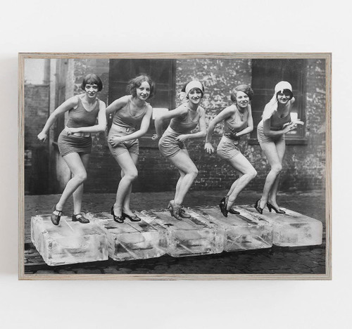 NATVVA Women Dancing on Ice Blocks Posters Print Poster Prohibition Wall Art Canvas Artwork Wall Decor Prints Painting Art Prints Picture Home Bar Decoration No Frame