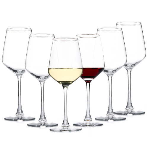 UMEIED Wine Glasses Set of 6, 12oz Classic Wine Glasses for Red White Wine, Dishwasher Safe, Clear