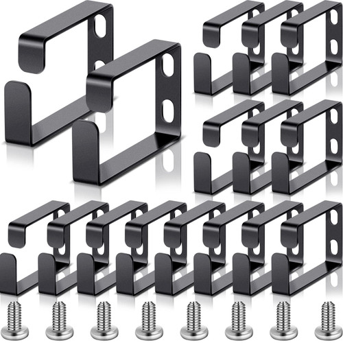 20 Pcs Server Rack Cable Management D Ring Hooks Metallic Cable Management Black Cable Hanger Network Rack Cord Organizer Ring Bracket Organizer Hook Mount for Fiber Optic Power Cords Patch Cables