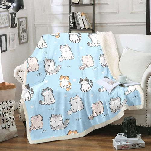 Erosebridal Cartoon Pet Cats Toddler Fleece Blanket for Child Boys Girls,Kids Cute Cat Throw Blanket,Kawaii Kitten Paw Print Blanket,Cat Lover's Animal Themed Design Sherpa Blanket Twin 60"x80"