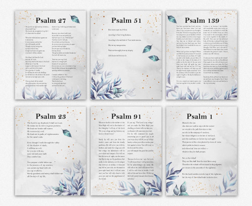 Bible Verses Christian Home Decor - Psalm 1, Psalm 23, Psalm 27, Psalm 51, Psalm 91, Psalm 139 Set of 6 Posters | Motivational Quotes Wall Art Religious Gifts | Biblical Prayer Quote Art Wall Decor (8 x 10) Bible Verses Christian Home Decor - Psalm 1, Psalm 23, Psalm 27, Psalm 51, Psalm 91, Psalm 139 Set of 6 Posters | Motivational Quotes Wall Art Religious Gifts | Biblical Prayer Quote Art Wall Decor (8 x 10)