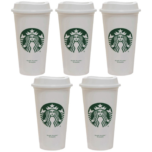 Starbucks Set of 5 16oz Reusable Hot Cups with Lid