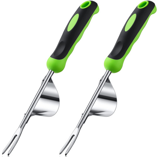 Hand Weeder Tool Garden Weeding Tool Gardening Weeder Tool with Ergonomic Handle, Stainless Steel Garden Lawn Farmland Transplant Gardening Plant Tool (Fulcrum, 2 Pieces)