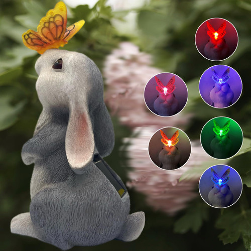 Garden Outdoor Decor- Rabbit with Solar Butterfly Changing Light Garden Statues Outsides Decorations for Bunny Lovers ,Spring Decoration Housewarming Gift for Patio Yard Lawn Porch( Butterfly Bunny) Garden Outdoor Decor- Rabbit with Solar Butterfly Changing Light Garden Statues Outsides Decorations for Bunny Lovers ,Spring Decoration Housewarming Gift for Patio Yard Lawn Porch( Butterfly Bunny)
