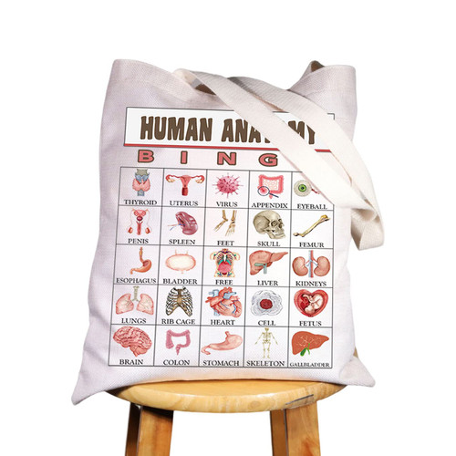 WZMPA Human Anatomy Bingo Game Tote Bag Human Anatomy Gifts Anatomist Gifts Human Anatomy Tote Bag (Human Anatomy TG)