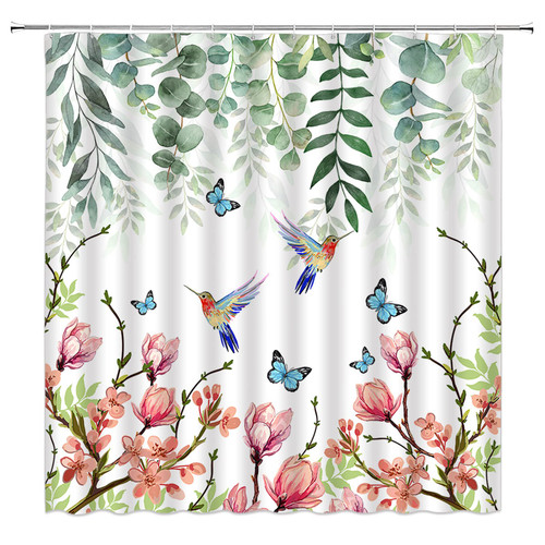 JOFKAXU Flower Hummingbird Shower Curtain Green Leaves Plant Watercolor Floral Bird Watercolor Eucalyptus Leaf Spring Nature Botanical Modern Aesthetic Art Decor Fabric Bathroom Curtain with Hooks JOFKAXU Flower Hummingbird Shower Curtain Green Leaves Plant Watercolor Floral Bird Watercolor Eucalyptus Leaf Spring Nature Botanical Modern Aesthetic Art Decor Fabric Bathroom Curtain with Hooks