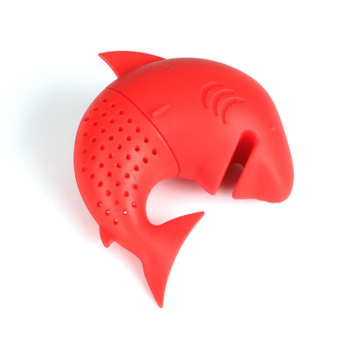 Shark Tea Strainer, Silicone Tea Infuser, Funny Animal Shaped Tea Filter Loose Leaf Tea Strainer for Tea Drinkers, Cute Loose Leaf Tea Steeper Set for Cup, 1 Piece Loose Leaf Tea Strainer(Red)