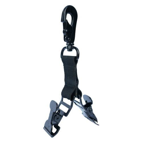 MELOTOUGH Firefighter Glove Holder Clip Glove Strap with Glove Leash Swivel Snap Hook Alligator Clip for Quick Access (Alligator Clip 2 head-Black)