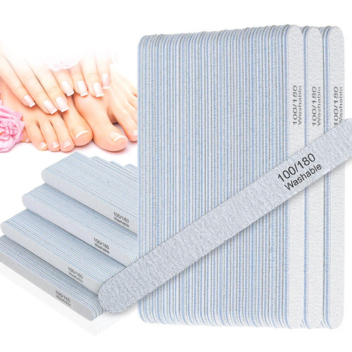 200 Pcs Nail Files 100/180 Grit Double Sided Nail Files for Acrylic Nail Professional Reusable Emery Board Black Nail Buffering Files Professional Manicure Tools for Home and Salon