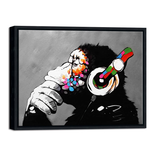 Wieco Art Black Framed Monkey With Headphones Banksy Graffiti Art Abstract Canvas Paintings Prints Animal Canvas Wall Art for Wall Decor and Home decorations Office Decor Wieco Art Black Framed Monkey With Headphones Banksy Graffiti Art Abstract Canvas Paintings Prints Animal Canvas Wall Art for Wall Decor and Home decorations Office Decor