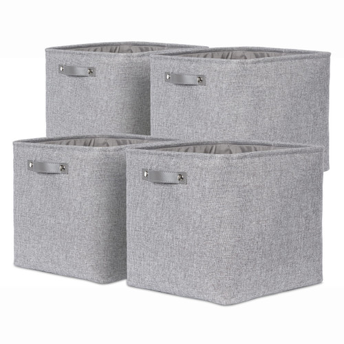 ECEGEVA Storage Cubes, 13 inch Cube Storage Bins for Shelves, Foldable Square Storage Baskets for Cube Organizer, Fabric Cube Storage Organizer Bins for Home Office Organizer Closet(Grey, 13X13)