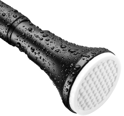 Shower Curtain Rod 36-76 Inch Black Shower Rod No Drilling Tension Rod Bathroom Curtain Rod Adjustable Tension Shower Curtain Rod Non-Slip Shower Tension Rod Shower Rods for Bathroom