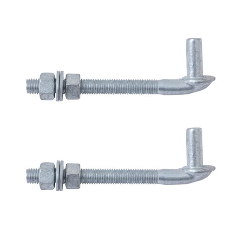 6" J-Bolt Post Hinge, VIVIDA J-Bolt Gate Hinge with 5/8" Male Hinge Pin, for Chain Link Fence Gate, Galvanized Steel, Nuts & Washers Included, 2 Pack
