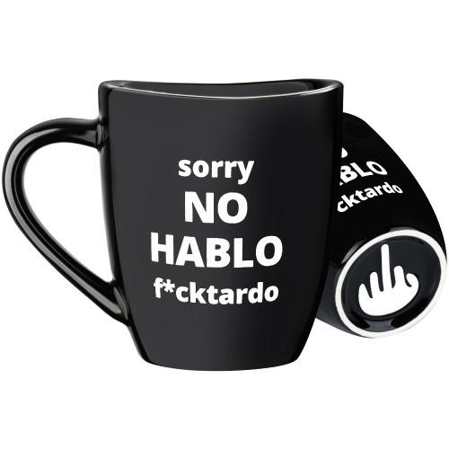 Funny Coffee Mugs for Men, Gag Gift for Women - Unique Sarcastic White Elephant Gifts for Adults - Novelty Gift for Friends, Coworkers, Boss, Employee - Sorry No Hablo Fuctardo - Black, Large 14oz