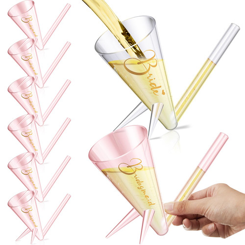 Gerrii 8 Pieces Champagne Shooter Wedding Champagne Flutes Reusable Champagne Shooter Champagne Glasses with Stands Bachelorette Party Gifts Bride Bridesmaid Gifts for a Wedding Gift