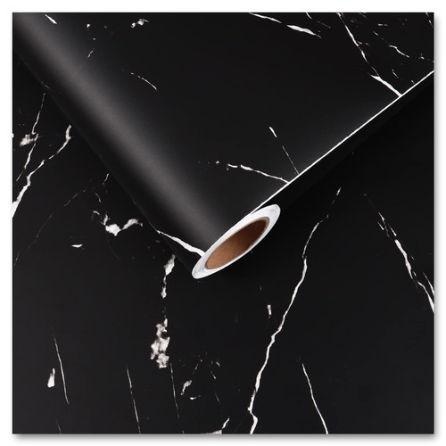 CRE8TIVE Matte Black Marble Contact Paper Peel and Stick Marble Wallpaper Removable Self Adhesive Marble Countertop Contact Paper Waterproof Vinyl Paper for Bathroom Bedroom Drawer Shelves 12"x354"