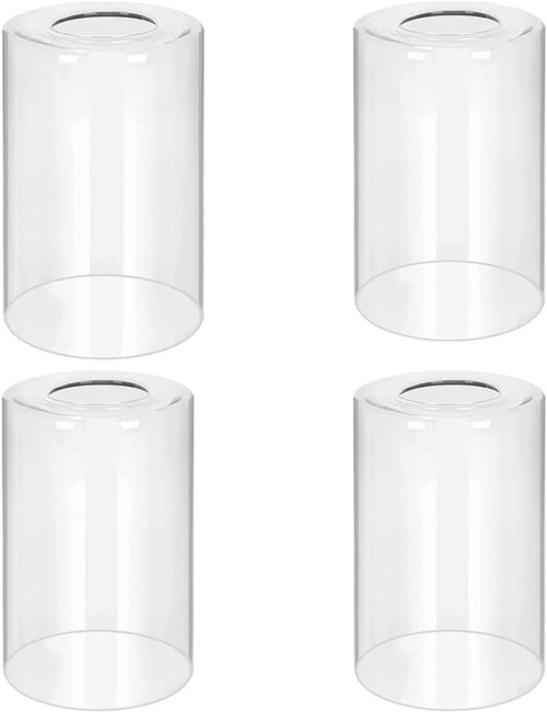 4 Pack Clear Glass Shade Replacement, 1 5/8 Fitter, High Transmittance Cylinder Glass Lampshade Replacement Covers for Ceiling Pendant Light Fixtures Chandelier Wall Sconces Vanity Lighting