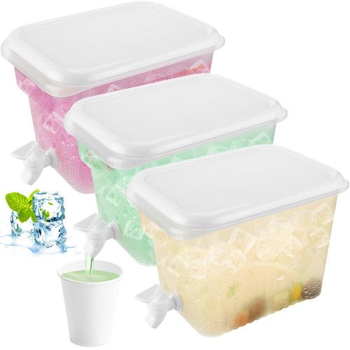 Mumufy 3 Pcs 1.32 Gallon Plastic Drink Dispensers for Parties Beverage Dispenser for Fridge Lemonade Dispenser with Spigot Iced Fruit Juice Container for Family Daily Use