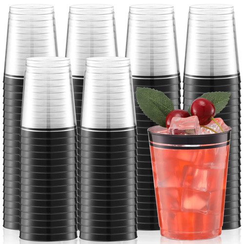 Zubebe 100 Pcs 10 oz Plastic Disposable Cups with Rim Clear Plastic Glasses Tumblers Double Rimmed Plastic Drinking Cups for Birthday Wedding Graduation Party Wine Cocktail Coffee Champagne (Black) Zubebe 100 Pcs 10 oz Plastic Disposable Cups with Rim Clear Plastic Glasses Tumblers Double Rimmed Plastic Drinking Cups for Birthday Wedding Graduation Party Wine Cocktail Coffee Champagne (Black)