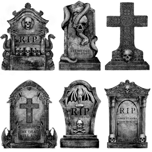 Halloween Decorations Outdoor Graveyard Tombstones: 6ct Large Tombstones Halloween Decor Yard Signs with Stakes, 16" Tall Realistic Scary Skeleton RIP Gravestones Yard Lawn Outside for Kids Home Party
