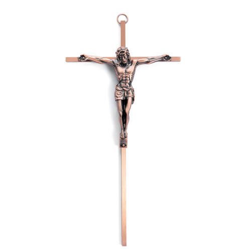 DCCXN Metal Cross for Wall Decor Catholic, Crucifix Wall Cross of Jesus Christ-10 Inch Antique Copper