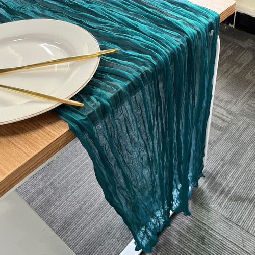 Herda 13.3Ft Long Cheesecloth Table Runner Teal Blue,160 in Rustic Boho Gauze Dark Teal Table Runner Cheese Cloth for Weddings Bridal Baby Shower Birthday Parties Rustic Sheer Table Scraf Decorations