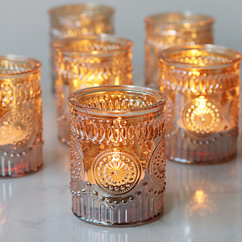 SHMILMH Gold Tealight Candle Holders Set of 36, Ribbed Votive Candle Holders Bulk for Vintage Wedding Table Birthday Party Decoration