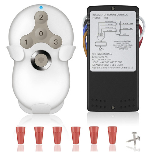 Universal Ceiling Fan Remote Control Kit for Hunter, Harbor Breeze, Hampton Bay, 3-Speed Control with Dimmer, Replace for Hunter 99122 99123 99600, Learn Key