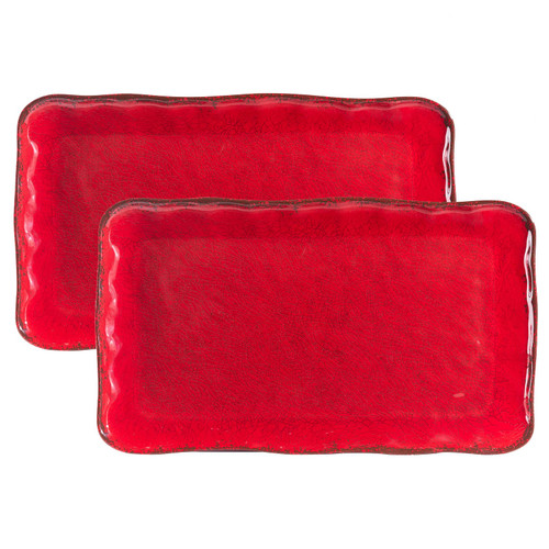 LEHAHA Melamine Platters for Serving Food, Colored Serving Trays, 17.5 x 10 Rectangular Serving Tray, Set of 2, Perfect for Outdoor, Parties, Restaurant, Dishwasher Safe