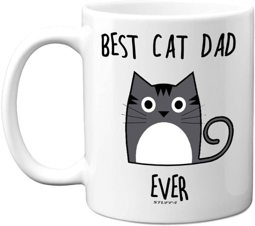 Best Cat Dad Ever Mug, 11oz Ceramic Dishwasher Safe Premium Mugs, Gifts for Cars Lovers, Cat Dad Gifts, Cute Mugs for Men, Funny Cat Gifts, Dad Double Side Printed Funny White Coffee Mug