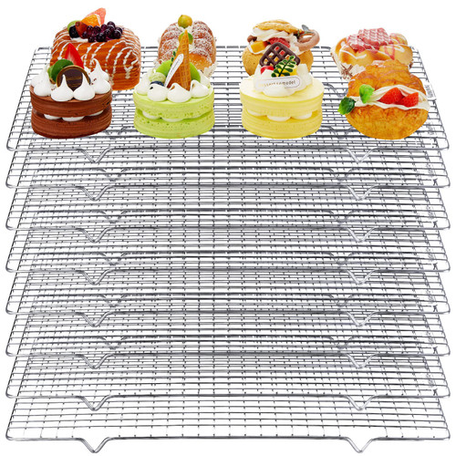 meekoo 8 Pieces Cooling Rack for Baking Cookie Cooling Wire Racks 16 x 10 Inches Cookie Rack Nonstick Baking and Cooling Grid for Cooking, Roasting, Grilling, Drying, Oven and Dishwasher Safe