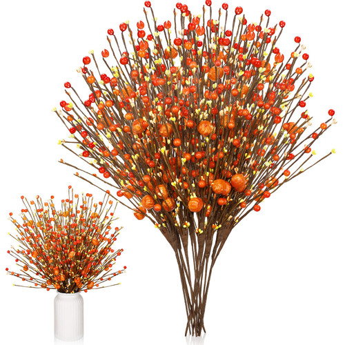 Cindeer 10 Pcs Fall Artificial Berry Stems Berry Picks Branches Fall Orange Stems Floral Arrangements with Fake Pumpkin for Autumn Thanksgiving Harvest Home Vase Festival Indoor Decor Cindeer 10 Pcs Fall Artificial Berry Stems Berry Picks Branches Fall Orange Stems Floral Arrangements with Fake Pumpkin for Autumn Thanksgiving Harvest Home Vase Festival Indoor Decor
