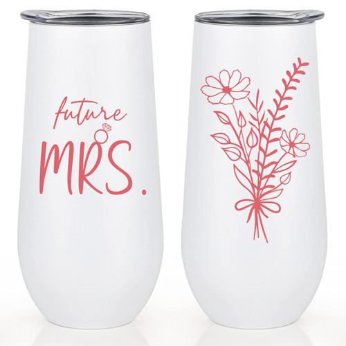 Lifecapido Bride To Be Gifts, Future Mrs Champagne Tumbler 12oz, Bride Gifts Wedding Gifts Engagement Gifts Bachelorette Gifts Bridal Shower Gift for Bride, Bride To Be, Future Mrs, White
