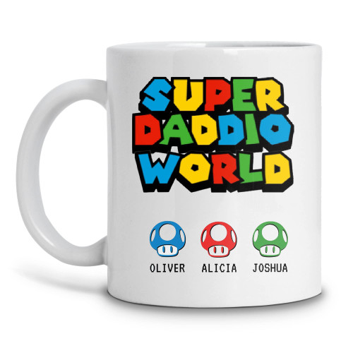 TEEIFY Super Daddio Mug, Fathers Day Gift from kids, Personalized Gift for Dad, Cute Father's Day Gift for Dad from Son from Daughter TEEIFY Super Daddio Mug, Fathers Day Gift from kids, Personalized Gift for Dad, Cute Father's Day Gift for Dad from Son from Daughter