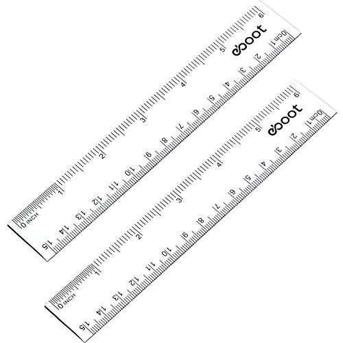 eBoot 6 inches Clear Plastic Ruler Straight Ruler Plastic Measuring Tool for Student School Office, 2 Pack