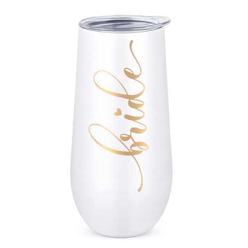 Lifecapido Bride Champagne Flute, 12oz Champagne Tumbler, Wedding Gifts, Engagement Gifts, Bridal Shower Gift, Bachelorette Gifts, Bride to Be Gifts for Bride, Fiancee, Wifey (White)