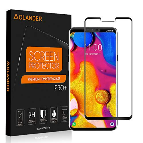 AOLANDER Screen Protector for LG V40 Thinq Screen Protector, [Full Coverage] [Smooth Edge] [Anti-Fingerprint] 3D Touch Tempered Glass Screen Protector for LG V40 Thinq (Black)