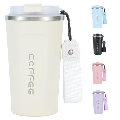 ROISDIYI Insulated Coffee Travel Mug 16 OZ Stainless Steel Vacuum Coffee Cup Leakproof with Screw Lid Double Wall Coffee Tumbler Reusable Thermal Cup for Hot/Iced Beverage