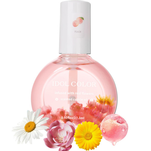 Peach Scented Cuticle Oil, Cuticle Oil with Flowers, Cuticle Oil for Nails, Brush Cuticle Oil for Nail Growth, Nourishing Oil for Nails And Cuticles, Cutical Oil with Natural Blossom, 0.92FlOz