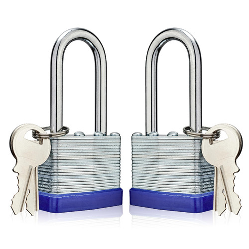 AOSRUM Lock Outdoor Padlocks, Laminated keyed Padlock, 1-9/16 in Wide Body, Padlock Set with Keys, Long Shackle (2Pack)