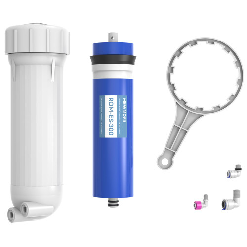 MewMore 300 GPD RO Membrane filter with Housing, Replacement Reverse Osmosis Membrane Fit Home Under Sink RO Drinking Water Filter Purifier Filtration System with Wrench, 1/4" Fitting, Check Valve MewMore 300 GPD RO Membrane filter with Housing, Replacement Reverse Osmosis Membrane Fit Home Under Sink RO Drinking Water Filter Purifier Filtration System with Wrench, 1/4" Fitting, Check Valve