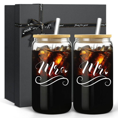 UOKPT Wedding Gifts, Mr and Mrs Glasses Cups Gifts for Couples Bridal Shower Gifts for Bride Groom Engagement Anniversary Newlywed Christmas Honeymoon Gift for Husband Wife His Hers Her Him - 2Pack UOKPT Wedding Gifts, Mr and Mrs Glasses Cups Gifts for Couples Bridal Shower Gifts for Bride Groom Engagement Anniversary Newlywed Christmas Honeymoon Gift for Husband Wife His Hers Her Him - 2Pack