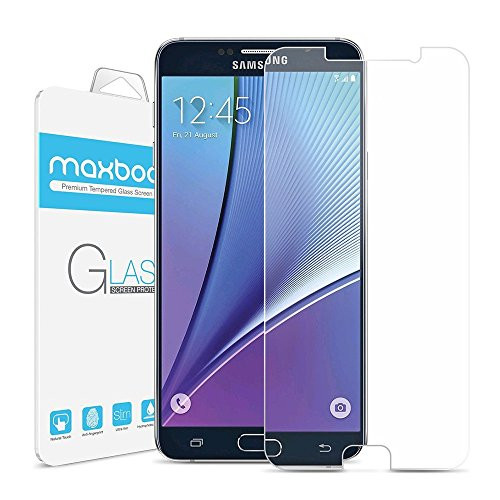 Galaxy Note 5 Screen Protector, Maxboost [Tempered Glass] Glass Screen Protector for Samsung Galaxy Note 5 - Ballistic Glass 0.2mm Screen Protection Case Fit 99% Touch Accurate - Clear