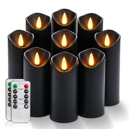 Homemory Black Flameless Candles, Halloween Candles, Battery Operated Candles, LED Pillar Candles with Remote Control and Timers, Set of 9 Homemory Black Flameless Candles, Halloween Candles, Battery Operated Candles, LED Pillar Candles with Remote Control and Timers, Set of 9