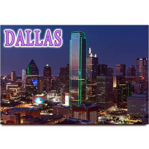 Dallas Skyline fridge magnet Texas travel souvenir